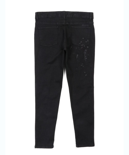 The DUFFER of ST.GEORGE(ザダファーオブセントジョージ)の「【WEB限定アイテム】「GUM STRETCH DENIM」REPAIR&PAINT 5PKT PANTS :超伸縮「ガムストレッチ デニム」ダメージ&ペイント加工 ブラックデニム(デニムパンツ・メンズ・ブラック・SMALL/MEDIUM/LARGE/X-LARGE)」の7枚目の写真