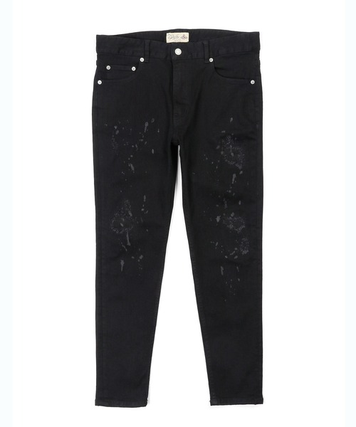 The DUFFER of ST.GEORGE(ザダファーオブセントジョージ)の「【WEB限定アイテム】「GUM STRETCH DENIM」REPAIR&PAINT 5PKT PANTS :超伸縮「ガムストレッチ デニム」ダメージ&ペイント加工 ブラックデニム(デニムパンツ・メンズ・ブラック・SMALL/MEDIUM/LARGE/X-LARGE)」の6枚目の写真