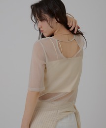 glitter back open sheer tops / グリッターバックオープンシアートップス