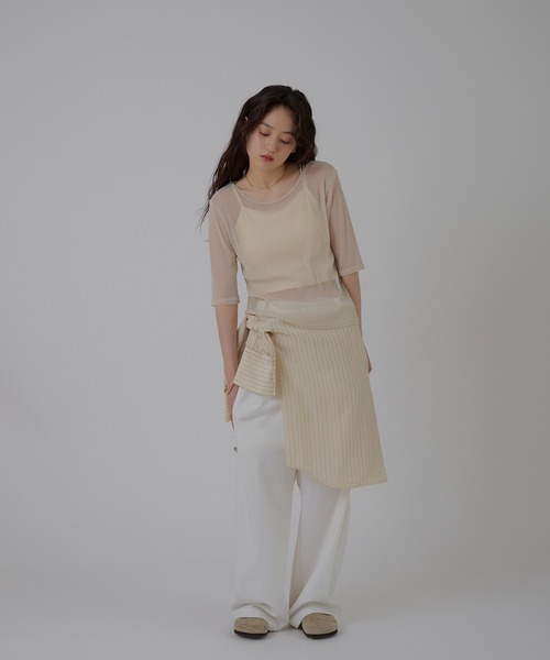 MUHET(ミュエータ)の「glitter back open sheer tops / グリッターバックオープンシアートップス(Tシャツ/カットソー・レディース・ライトグレー/ブラック/アイボリー・FREE)」の19枚目の写真