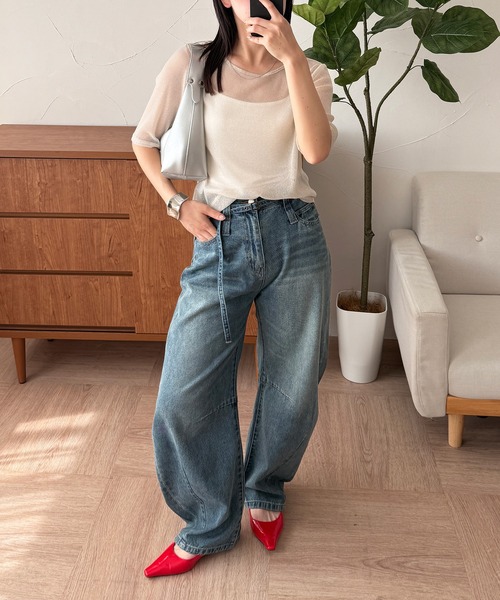 MUHET(ミュエータ)の「glitter back open sheer tops / グリッターバックオープンシアートップス(Tシャツ/カットソー・レディース・ライトグレー/ブラック/アイボリー・FREE)」の17枚目の写真