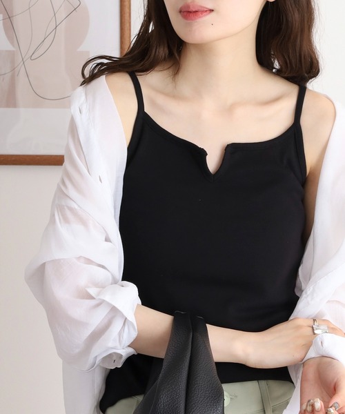 atONE(アットワン)の「キーネックキャミソール(キャミソール・レディース・オフホワイト/ブラック・LL/L/3L/4L/M)」の7枚目の写真
