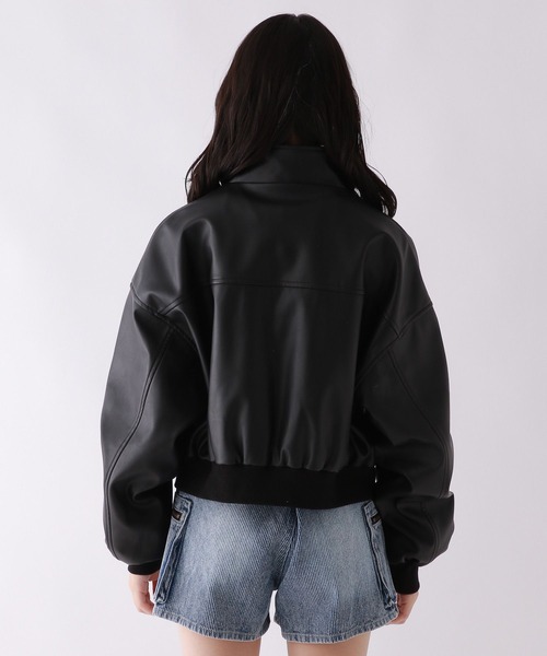 セール】フェイクレザーショートブルゾン（ブルゾン）｜repipi armario