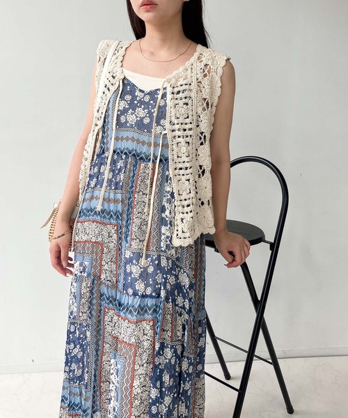 AS KNOW AS plus(アズノゥアズプラス)の「●アソートデザイン ティアードキャミワンピース(ワンピース・レディース・ブルー系/ブラック/ブラウン系・FREE)」の16枚目の写真