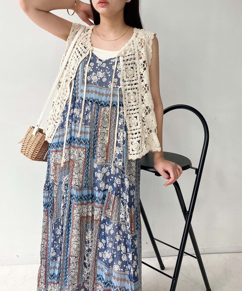 AS KNOW AS plus(アズノゥアズプラス)の「●アソートデザイン ティアードキャミワンピース(ワンピース・レディース・ブルー系/ブラック/ブラウン系・FREE)」の15枚目の写真