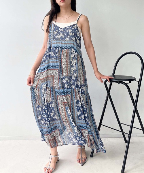 AS KNOW AS plus(アズノゥアズプラス)の「●アソートデザイン ティアードキャミワンピース(ワンピース・レディース・ブルー系/ブラック/ブラウン系・FREE)」の20枚目の写真