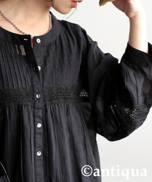 antiqua(アンティカ)の「刺繍ブラウス(シャツ/ブラウス・レディース・ブラック/ホワイト/グリーン/パープル・ONESIZE)」の18枚目の写真