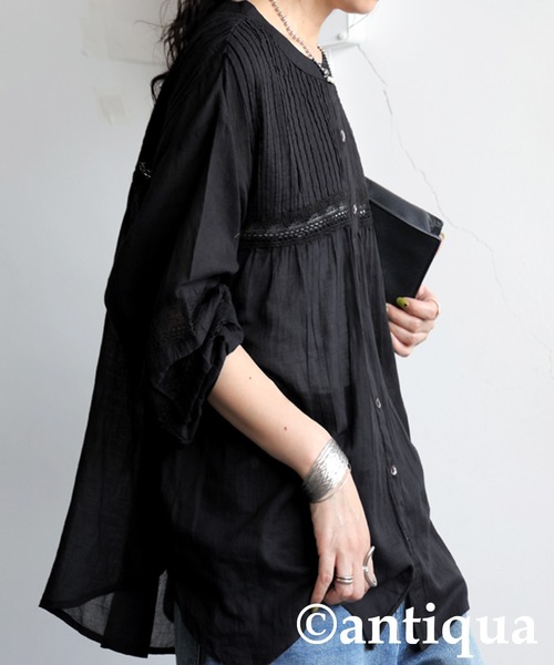 antiqua(アンティカ)の「刺繍ブラウス(シャツ/ブラウス・レディース・ブラック/ホワイト/グリーン/パープル・ONESIZE)」の19枚目の写真