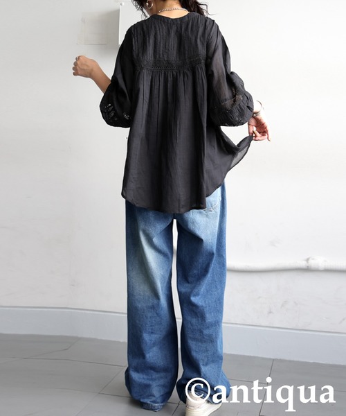 antiqua(アンティカ)の「刺繍ブラウス(シャツ/ブラウス・レディース・ブラック/ホワイト/グリーン/パープル・ONESIZE)」の20枚目の写真