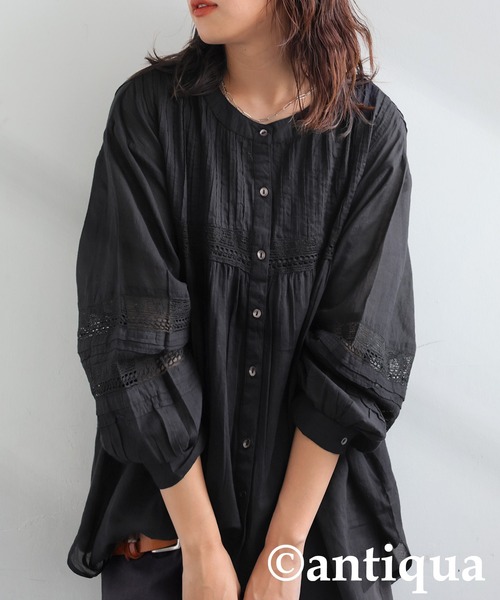 antiqua(アンティカ)の「刺繍ブラウス(シャツ/ブラウス・レディース・ブラック/ホワイト/グリーン/パープル・ONESIZE)」の21枚目の写真