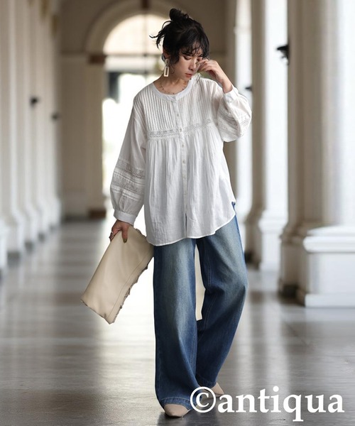 antiqua(アンティカ)の「刺繍ブラウス(シャツ/ブラウス・レディース・ブラック/ホワイト/グリーン/パープル・ONESIZE)」の13枚目の写真