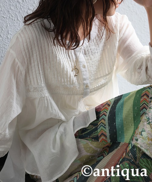 antiqua(アンティカ)の「刺繍ブラウス(シャツ/ブラウス・レディース・ブラック/ホワイト/グリーン/パープル・ONESIZE)」の15枚目の写真