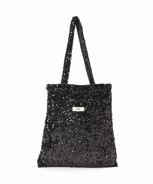 【Uhr / ウーア】Spangle Tote Bagブラック新品未使用 Uhr/ウーア 別注Spangle Velour Tote（トートバッグ）｜Uhr