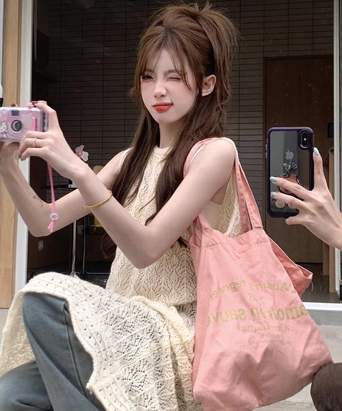 shopnikoniko（ショップニコニコ）の「ワンピース  ロング丈 夏 カジュアル クロシェ編み ニット 背中開き バックオープン ワンピ（ワンピース・レディース・ホワイト・フリー）」の7枚目の写真