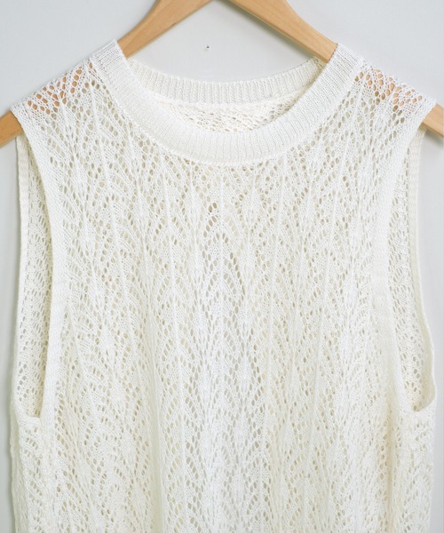 shopnikoniko（ショップニコニコ）の「ワンピース  ロング丈 夏 カジュアル クロシェ編み ニット 背中開き バックオープン ワンピ（ワンピース・レディース・ホワイト・フリー）」の11枚目の写真