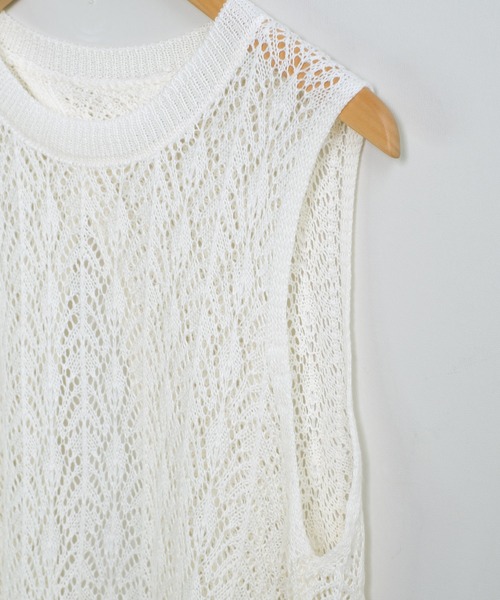 shopnikoniko（ショップニコニコ）の「ワンピース  ロング丈 夏 カジュアル クロシェ編み ニット 背中開き バックオープン ワンピ（ワンピース・レディース・ホワイト・フリー）」の13枚目の写真