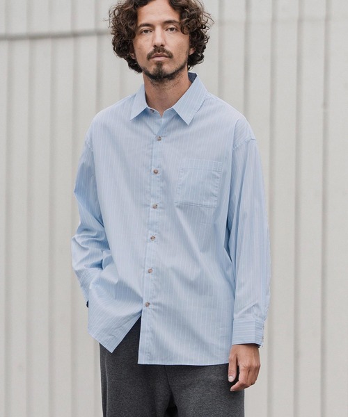 CAMBIO(カンビオ)の「ms6160-Stripe Oversized Regular Shirts シャツ(シャツ/ブラウス・メンズ・サックスブルー/ホワイト・S/M/L)」の9枚目の写真