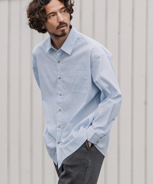CAMBIO(カンビオ)の「ms6160-Stripe Oversized Regular Shirts シャツ(シャツ/ブラウス・メンズ・サックスブルー/ホワイト・S/M/L)」の10枚目の写真