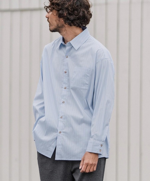 CAMBIO(カンビオ)の「ms6160-Stripe Oversized Regular Shirts シャツ(シャツ/ブラウス・メンズ・サックスブルー/ホワイト・S/M/L)」の11枚目の写真