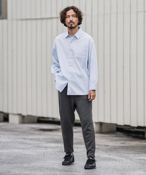 CAMBIO(カンビオ)の「ms6160-Stripe Oversized Regular Shirts シャツ(シャツ/ブラウス・メンズ・サックスブルー/ホワイト・S/M/L)」の14枚目の写真