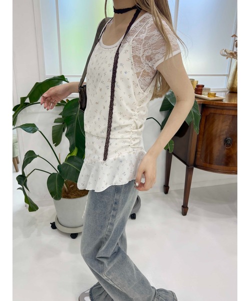 WC（ダブル シー）の「アシメフリルフラワーキャミソール（キャミソール・レディース・ブラック/ホワイト・FREE）」の9枚目の写真