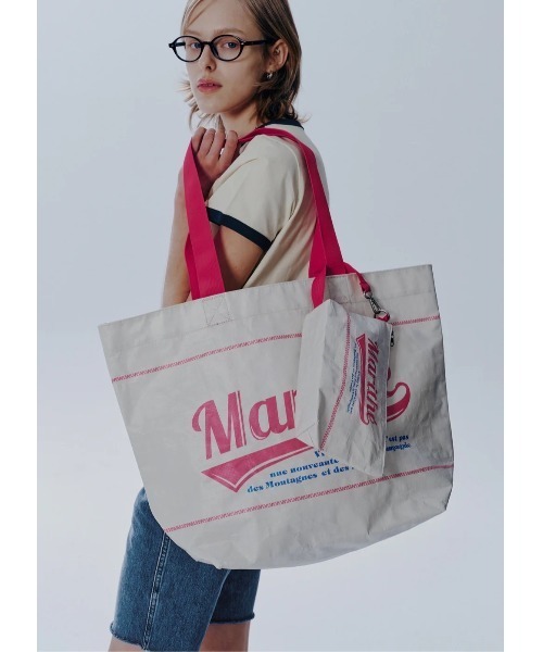 MARITHE + FRANCOIS GIRBAUD(マリテフランソワジルボー)の「TARPAULIN BIG SHOPPER BAG(エコバッグ/サブバッグ・レディース・ピンク/ネイビー/ホワイト・フリー)」の4枚目の写真