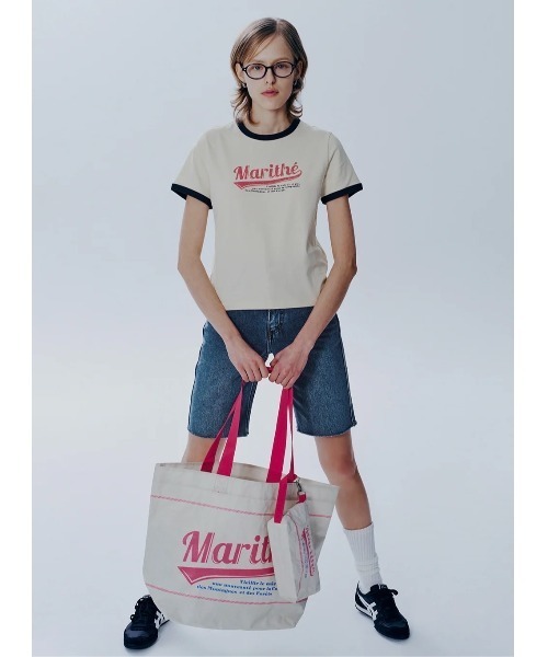 MARITHE + FRANCOIS GIRBAUD(マリテフランソワジルボー)の「TARPAULIN BIG SHOPPER BAG(エコバッグ/サブバッグ・レディース・ピンク/ネイビー/ホワイト・フリー)」の5枚目の写真