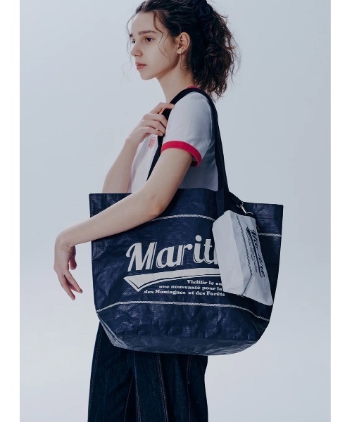 MARITHE + FRANCOIS GIRBAUD(マリテフランソワジルボー)の「TARPAULIN BIG SHOPPER BAG(エコバッグ/サブバッグ・レディース・ピンク/ネイビー/ホワイト・フリー)」の10枚目の写真