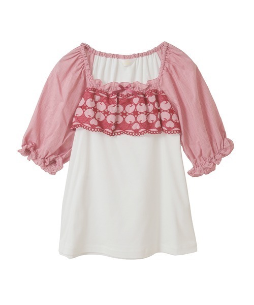 PINK HOUSE（ピンクハウス）の「チェリーレース使いカットソー（Tシャツ/カットソー・レディース・ブラック/ピンク/キナリ/ライトグリーン/ブルーグレー・MEDIUM/LARGE）」の6枚目の写真