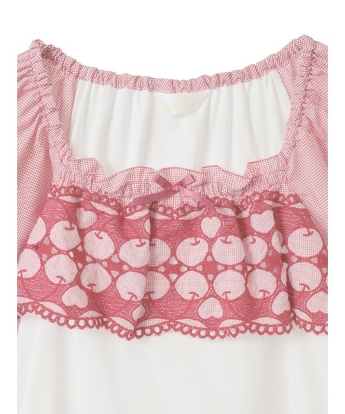 PINK HOUSE（ピンクハウス）の「チェリーレース使いカットソー（Tシャツ/カットソー・レディース・ブラック/ピンク/キナリ/ライトグリーン/ブルーグレー・MEDIUM/LARGE）」の8枚目の写真