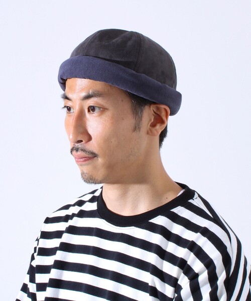 GLOSTER（グロスター）の「【GLOSTER/グロスター】コンビネーションロールキャップ 異素材ミックス スエード×コーデュロイ（キャップ・メンズ・ブラック/ブラウン/グレー・FREE）」の2枚目の写真