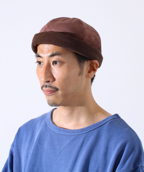 GLOSTER（グロスター）の「【GLOSTER/グロスター】コンビネーションロールキャップ 異素材ミックス スエード×コーデュロイ（キャップ・メンズ・ブラック/ブラウン/グレー・FREE）」の5枚目の写真