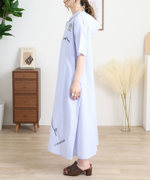 Emago（イマゴ）の「EMAGO アスパラ刺繍ワンピース（ワンピース・レディース・ブルー/グレー・FREE）」の8枚目の写真