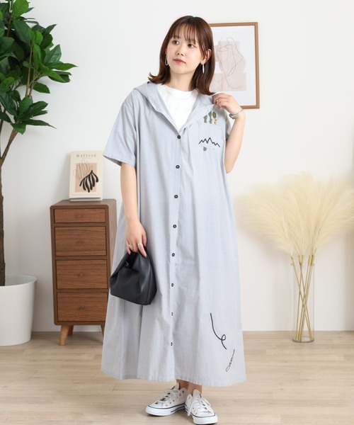 Emago（イマゴ）の「EMAGO アスパラ刺繍ワンピース（ワンピース・レディース・ブルー/グレー・FREE）」の15枚目の写真