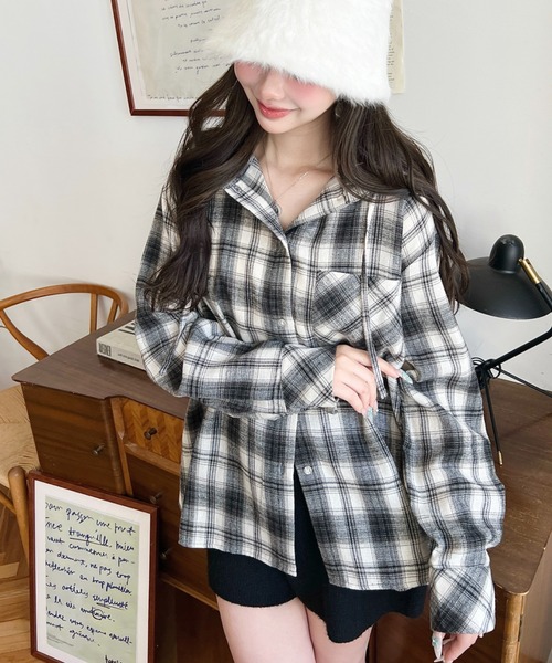 【近年モデル】フレームワーク　チェック　フード付き　長袖　シャツ FRAMeWORK - Framework / フレームワーク | チェック 長袖シャツ