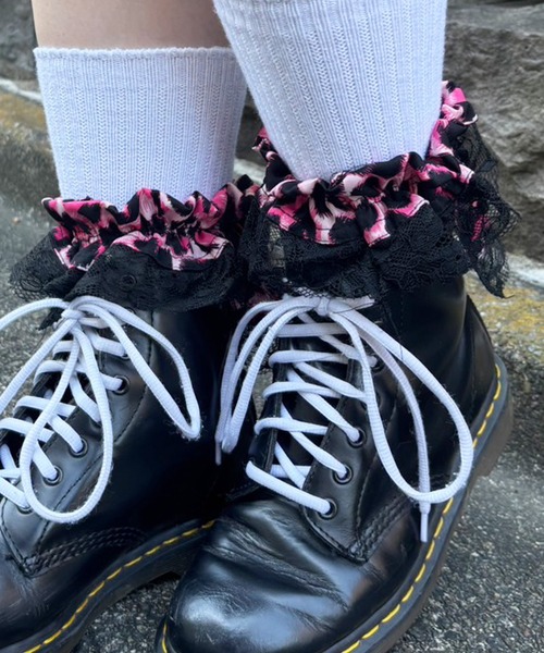 SPINNS（スピンズ）の「シューズシュシュ/コットン/ヒョウ柄/レオパード（シュシュ・レディース・ホワイト系その他/ブラウン系その他/ピンク系その他・ONESIZE）」の3枚目の写真