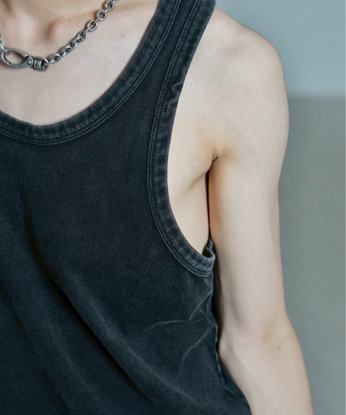 Chikashitsu +（チカシツプラス）の「【Chikashitsu +】dirty wash sleeveless / 【チカシツプラス】ダーティウォッシュタンクトップ（タンクトップ・メンズ・ブラック/グレー・ONE SIZE）」の12枚目の写真