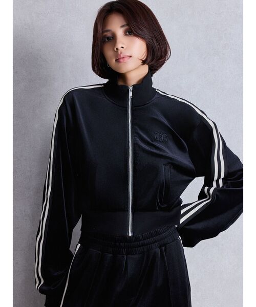 GYDA（ジェイダ）の「SymmetryGYDAベロアトラックジャケット（ブルゾン・レディース・ブラック/ベージュ・FREE）」の2枚目の写真