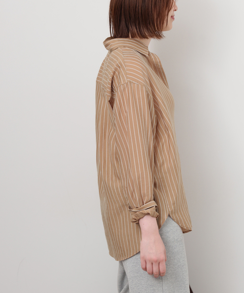 JOURNAL STANDARD relume(ジャーナルスタンダード レリューム)の「ダブルストライプソフトシャツ(シャツ/ブラウス・レディース・サックスブルー/ベージュ/ホワイト・FREE)」の9枚目の写真