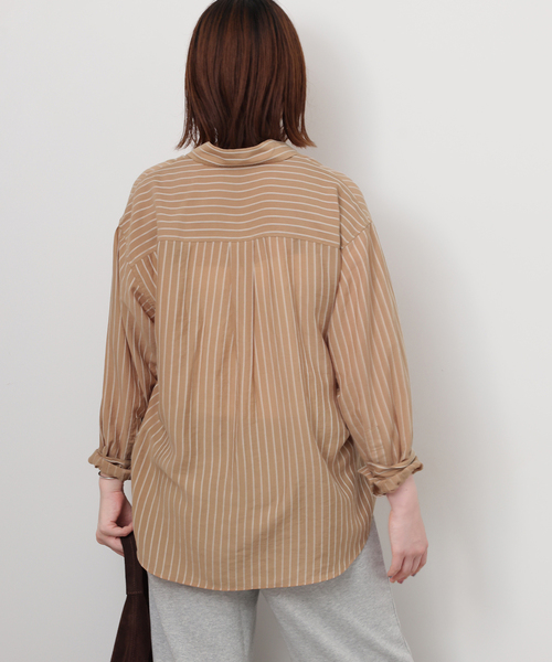 JOURNAL STANDARD relume(ジャーナルスタンダード レリューム)の「ダブルストライプソフトシャツ(シャツ/ブラウス・レディース・サックスブルー/ベージュ/ホワイト・FREE)」の10枚目の写真