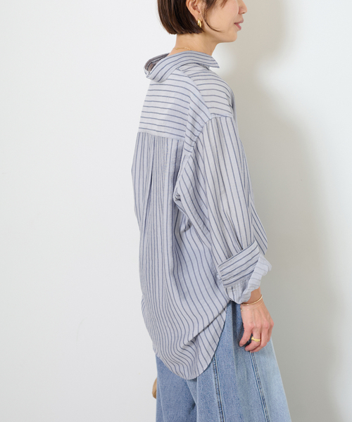 JOURNAL STANDARD relume(ジャーナルスタンダード レリューム)の「ダブルストライプソフトシャツ(シャツ/ブラウス・レディース・サックスブルー/ベージュ/ホワイト・FREE)」の17枚目の写真