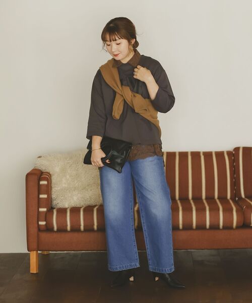 le.coeur blanc（ルクールブラン）の「《手洗い可能》LUNEロゴTEE（Tシャツ/カットソー・レディース・ダークグレー/モカ/オフホワイト・38）」の4枚目の写真