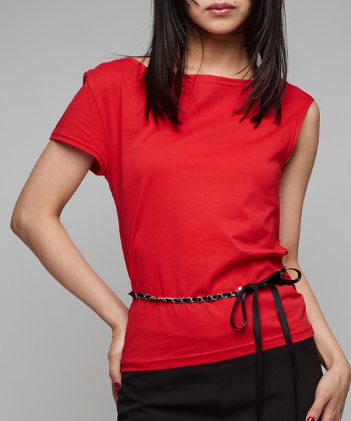 Narcissus(ナルシス)の「【Narcissus】アシメトリーTシャツ《動画あり》(Tシャツ/カットソー・レディース・レッド/チャコール・FREE)」の8枚目の写真
