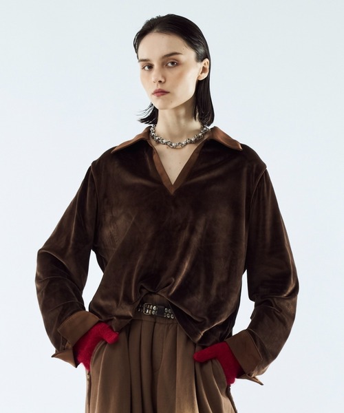 Velour satin skipper shirt / ベロアサテンスキッパーシャツ（シャツ