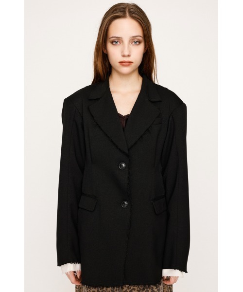 24SS カットアウトスリーブ付き カットアウト ダブルジャケット カットアウトロングドレス/シアー/長袖/谷間見せ/背中隠し/ワン