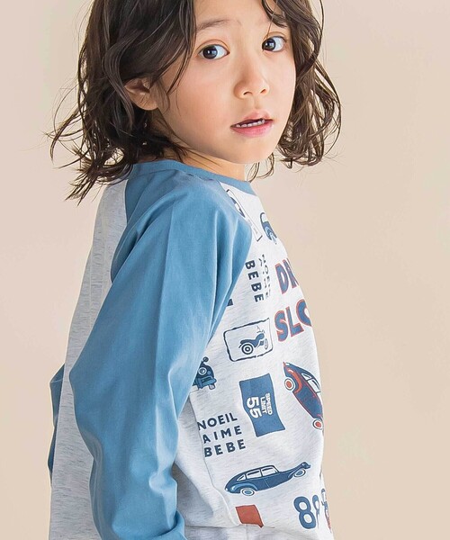 Noeil aime BeBe（ノイユエイムベベ）の「車総柄配色天竺ラグラン長袖Tシャツ（Tシャツ/カットソー・キッズ・ブルー系その他/グリーン系その他・110cm/90cm/130cm/100cm/120cm）」の5枚目の写真