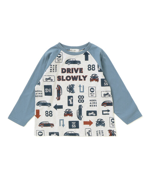 Noeil aime BeBe（ノイユエイムベベ）の「車総柄配色天竺ラグラン長袖Tシャツ（Tシャツ/カットソー・キッズ・ブルー系その他/グリーン系その他・110cm/90cm/130cm/100cm/120cm）」の6枚目の写真