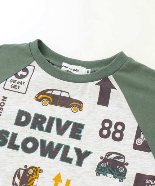 Noeil aime BeBe（ノイユエイムベベ）の「車総柄配色天竺ラグラン長袖Tシャツ（Tシャツ/カットソー・キッズ・ブルー系その他/グリーン系その他・110cm/90cm/130cm/100cm/120cm）」の9枚目の写真