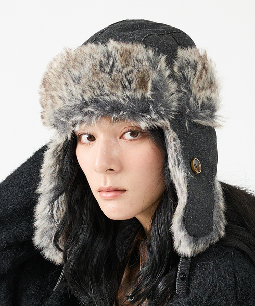 Ruben（ルーベン）の「【RUBEN/ルーベン】DENIM FLYGHT CAP/デニムフライトキャップ/デニム/ファー使い/ユニセックス【WEB限定】（キャップ・メンズ・ブラック/ネイビー・フリー）」の2枚目の写真