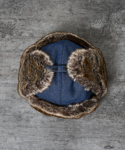 Ruben（ルーベン）の「【RUBEN/ルーベン】DENIM FLYGHT CAP/デニムフライトキャップ/デニム/ファー使い/ユニセックス【WEB限定】（キャップ・メンズ・ブラック/ネイビー・フリー）」の9枚目の写真